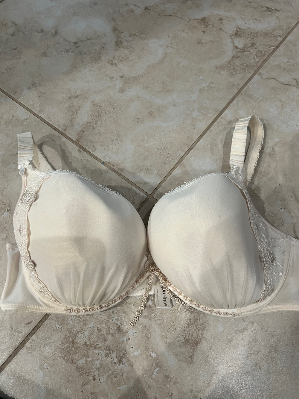 Cream Lace-Trim Empreinte Bra Size 38E